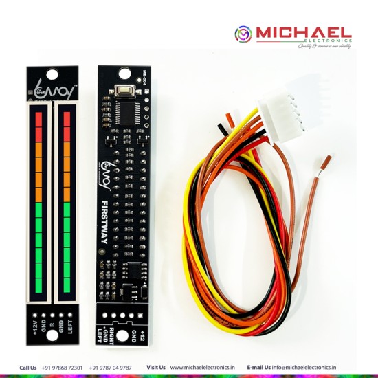 FIRSTWAY Dual 12-Segment Stereo LED Audio Level VU Meter Module